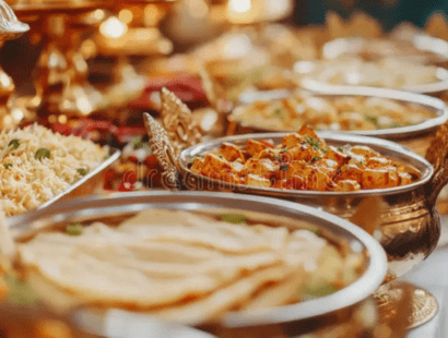 Professional Indian catering service at a private event